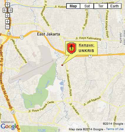 Peta Lokasi Kampus (Google Map) UNKRIS Jakarta Nomor